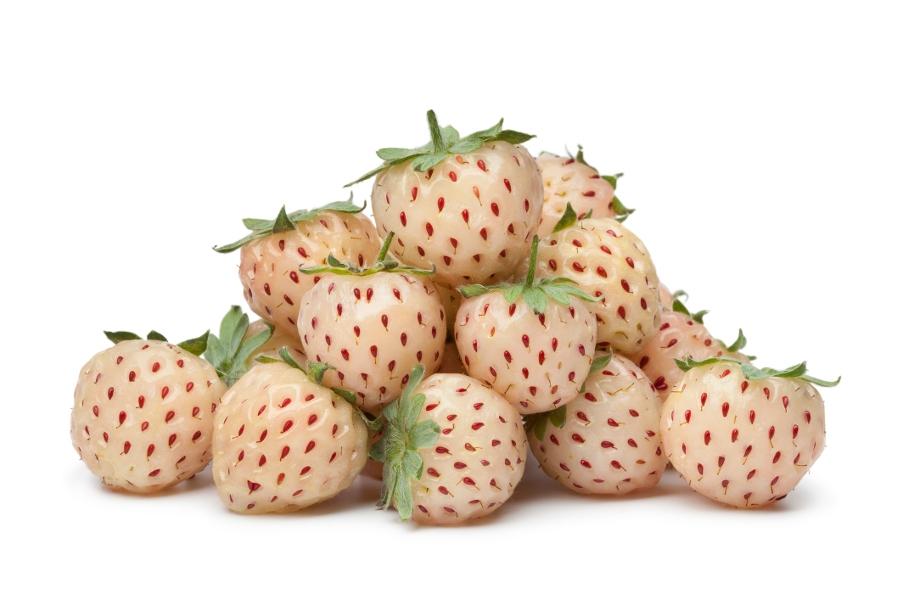 Fresh pineberries on white background